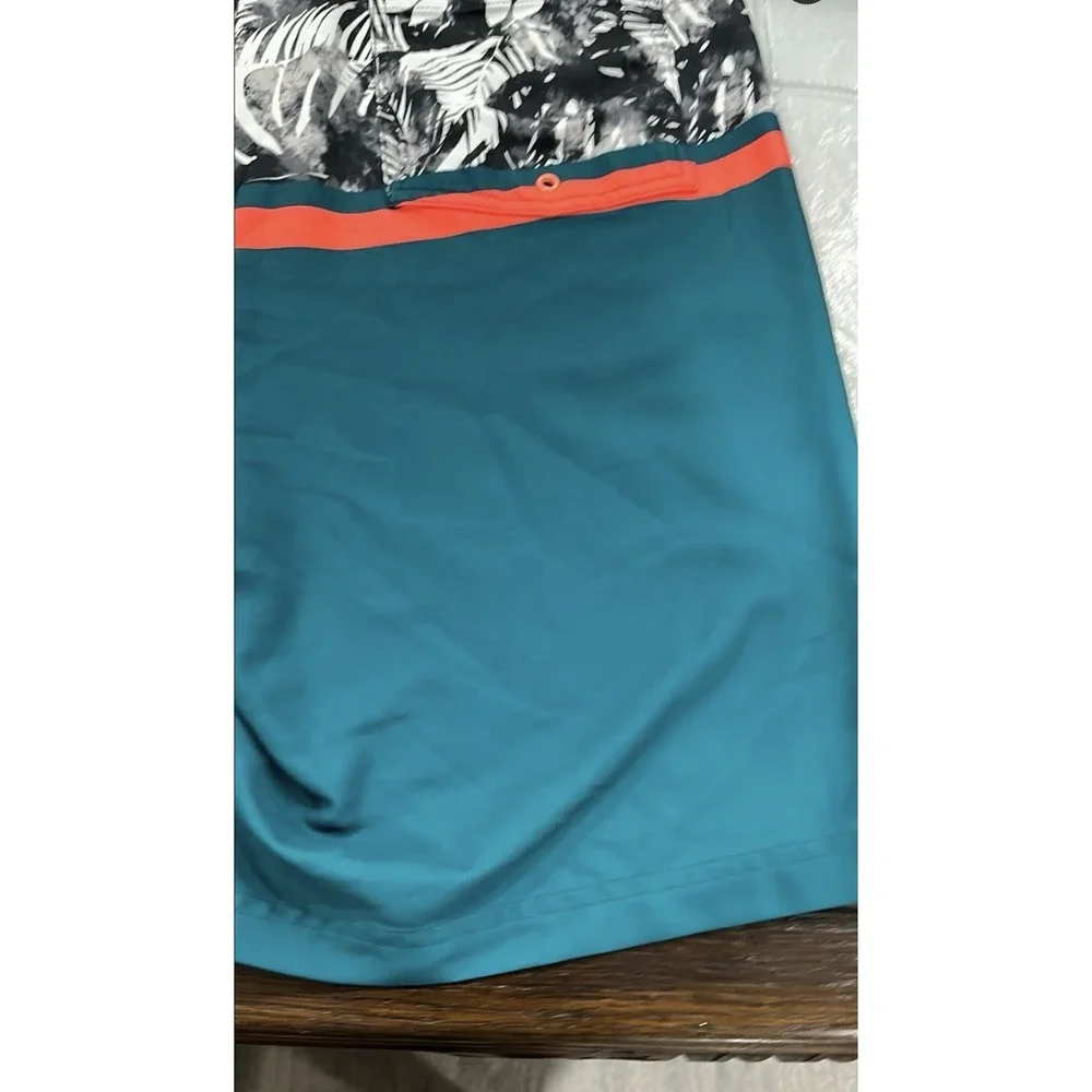 Old Navy California Mens Swim Shorts Size 38 Teal Green With Floral Design